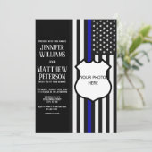 Thin Blue Line Abzeichen Foto Beilage Einladung (Stehend Vorderseite)