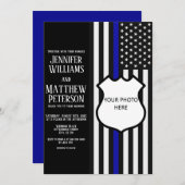 Thin Blue Line Abzeichen Foto Beilage Einladung (Vorne/Hinten)