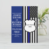 Thin Blue Line Abzeichen Foto Beilage Einladung (Stehend Vorderseite)