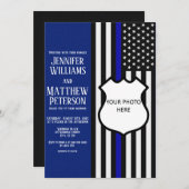 Thin Blue Line Abzeichen Foto Beilage Einladung (Vorne/Hinten)