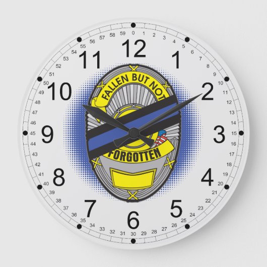 Thin Blue Line Abzeichen Große Wanduhr (Vorderseite)