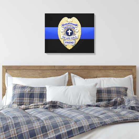 Thin Blue Line & Abzeichen Leinwanddruck (Insitu (Schlafzimmer))
