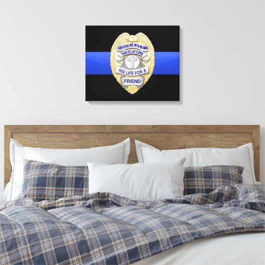 Thin Blue Line & Abzeichen Leinwanddruck (Insitu (Schlafzimmer))