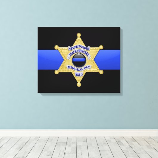 Thin Blue Line & Abzeichen Leinwanddruck (Insitu (Holzboden))