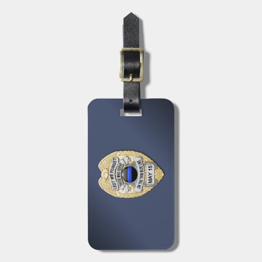 Thin Blue Line Abzeichen mit Button auf Umkehrseit Gepäckanhänger (Vorderseite vertikal)