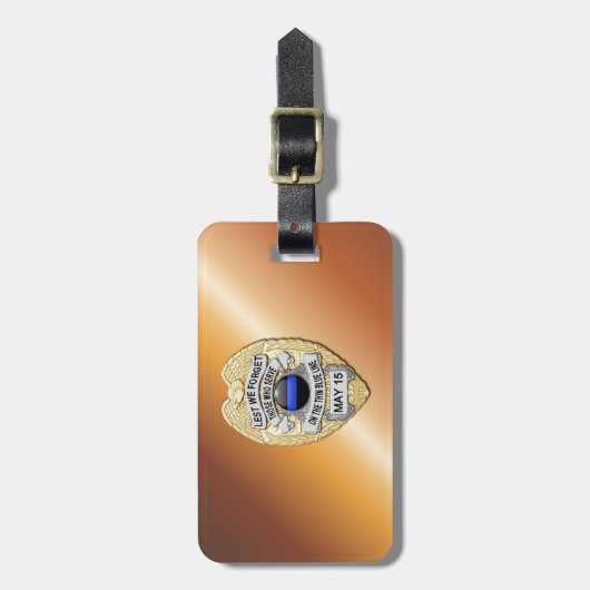 Thin Blue Line Abzeichen mit Button auf Umkehrseit Gepäckanhänger (Vorderseite vertikal)