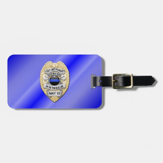 Thin Blue Line Abzeichen mit Button auf Umkehrseit Gepäckanhänger (Vorderseite horizontal)