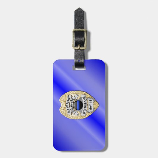 Thin Blue Line Abzeichen mit Button auf Umkehrseit Gepäckanhänger (Vorderseite vertikal)