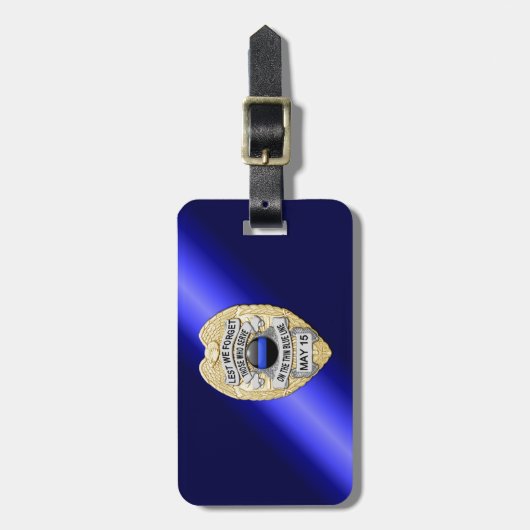 Thin Blue Line Abzeichen mit Button auf Umkehrseit Gepäckanhänger (Vorderseite vertikal)