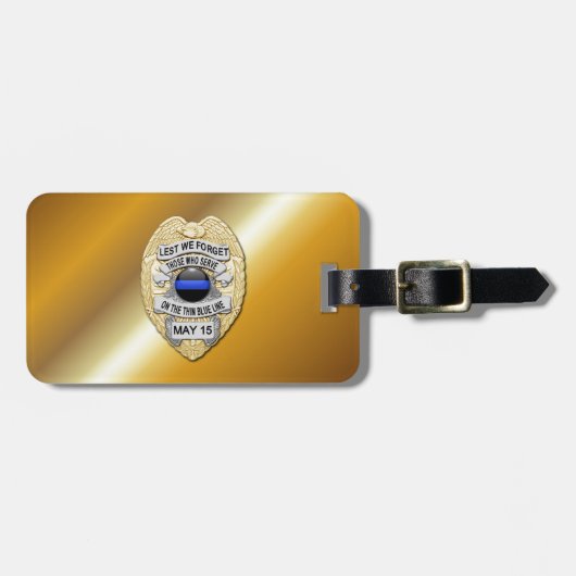 Thin Blue Line Abzeichen mit Button auf Umkehrseit Gepäckanhänger (Vorderseite horizontal)