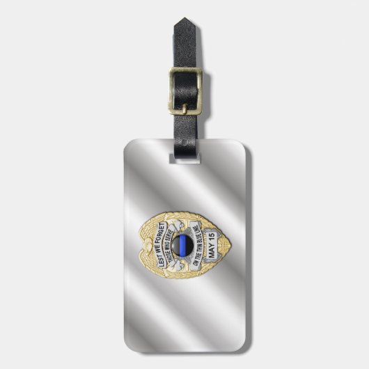 Thin Blue Line Abzeichen mit Button auf Umkehrseit Gepäckanhänger (Vorderseite vertikal)