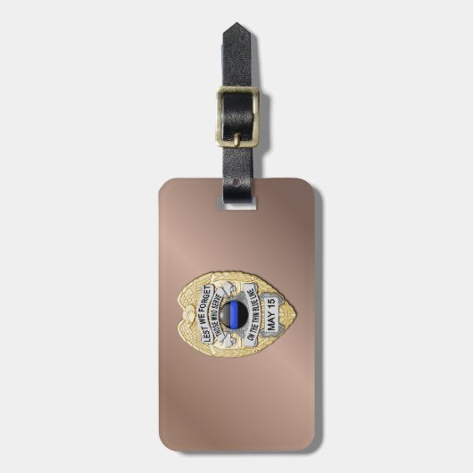 Thin Blue Line Abzeichen mit Button auf Umkehrseit Gepäckanhänger (Vorderseite vertikal)