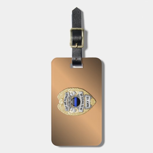 Thin Blue Line Abzeichen mit Button auf Umkehrseit Gepäckanhänger (Vorderseite vertikal)