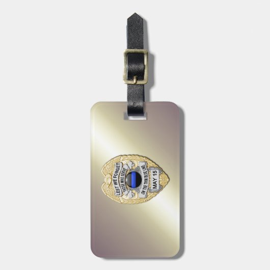 Thin Blue Line Abzeichen mit Button auf Umkehrseit Gepäckanhänger (Vorderseite vertikal)