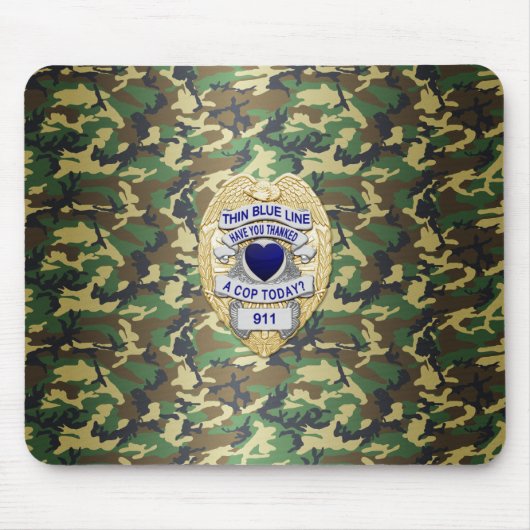 Thin Blue Line Abzeichen Mousepad (Vorne)