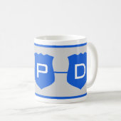 Thin Blue Line Abzeichen PD Benutzerdefiniert Kaffeetasse (VorderseiteRechts)