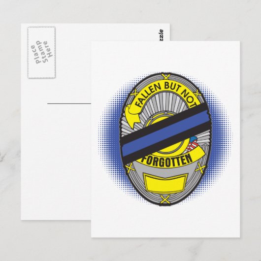 Thin Blue Line Abzeichen Postkarte (Vorne/Hinten)