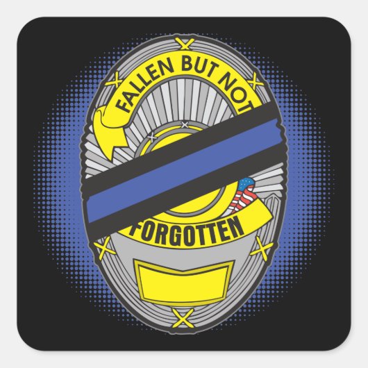 Thin Blue Line Abzeichen Quadratischer Aufkleber (Vorderseite)