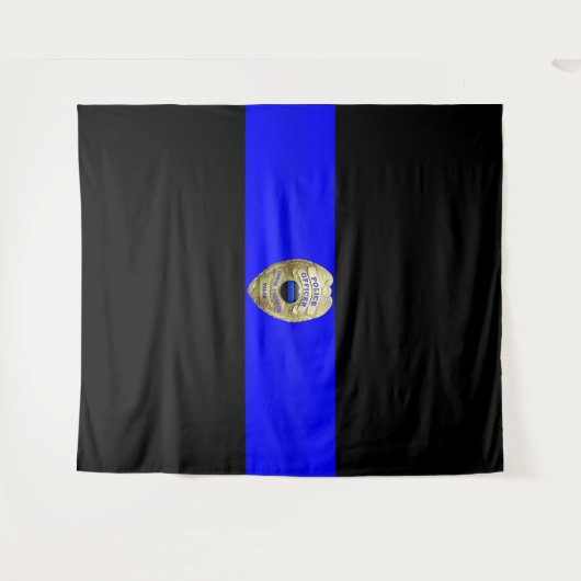 Thin Blue Line Abzeichen Tapestry Wandteppich (Vorderseite (Horizontal))