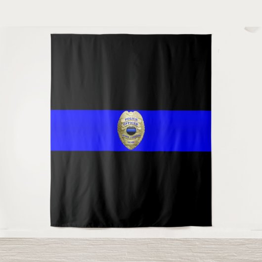 Thin Blue Line Abzeichen Tapestry Wandteppich (Vorderseite)