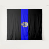 Thin Blue Line Abzeichen Tapestry Wandteppich (Vorderseite (Horizontal))