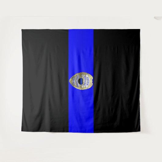 Thin Blue Line Abzeichen Tapestry Wandteppich (Vorderseite (Horizontal))
