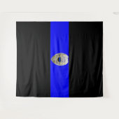 Thin Blue Line Abzeichen Tapestry Wandteppich (Vorderseite (Horizontal))
