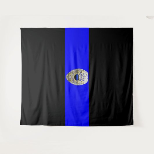 Thin Blue Line Abzeichen Tapestry Wandteppich (Vorderseite (Horizontal))