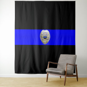 Thin Blue Line Abzeichen Tapestry Wandteppich