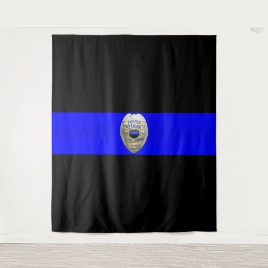 Thin Blue Line Abzeichen Tapestry Wandteppich (Vorderseite)