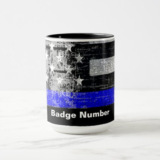 Thin Blue Line Abzeichen# Tasse (Zentrum)