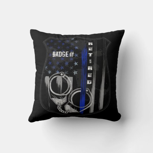 Thin Blue Line Abzeichen Throw Kissen (Rückseite)