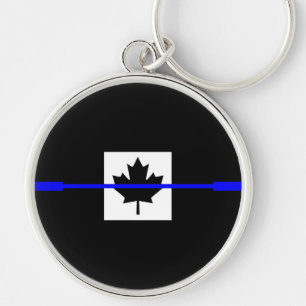 Thin Blue Line Accent on Canadian Flag Schlüsselanhänger