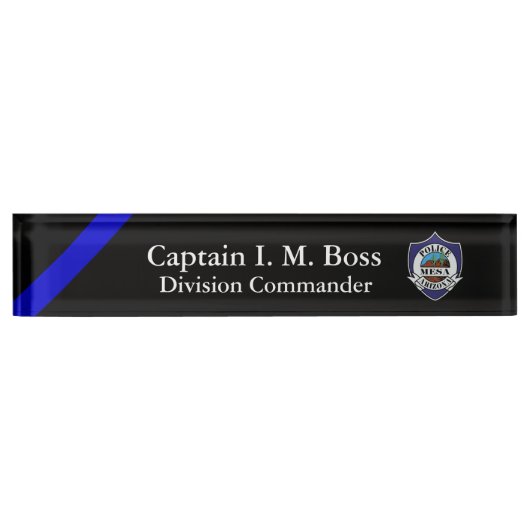 Thin Blue Line - Agency Patch Desk Name Plate Namensplakette (Vorderseite)