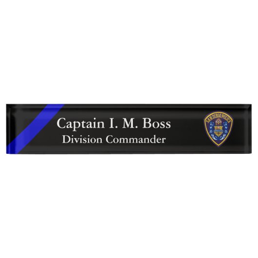 Thin Blue Line - Agency Patch Desk Name Plate Namensplakette (Vorderseite)
