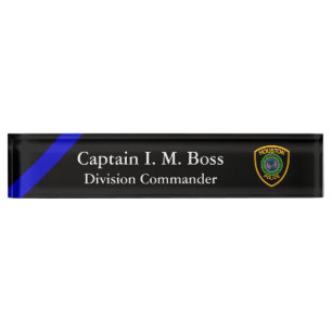 Thin Blue Line - Agency Patch Desk Name Plate Namensplakette