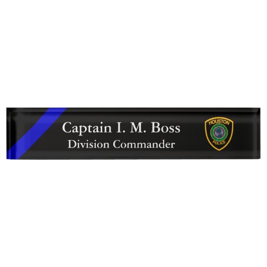 Thin Blue Line - Agency Patch Desk Name Plate Namensplakette (Vorderseite)