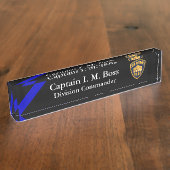 Thin Blue Line - Agency Patch Desk Name Plate Namensplakette (Seite)
