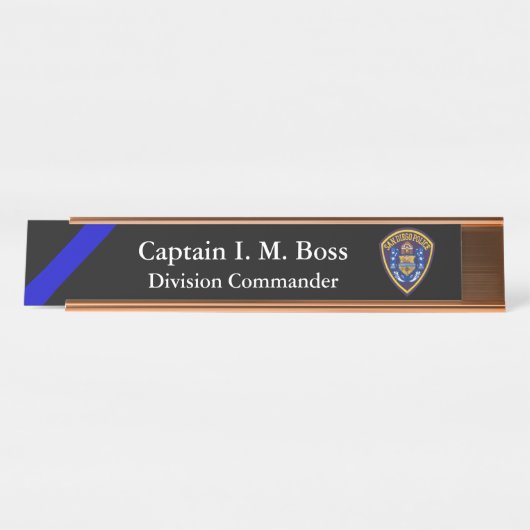 Thin Blue Line - Agency Patch Desk Name Plate Schreibtischnamensplakette (Vorderseite )