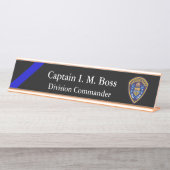 Thin Blue Line - Agency Patch Desk Name Plate Schreibtischnamensplakette (Vorderseite )