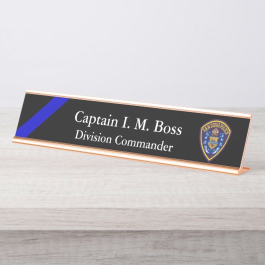 Thin Blue Line - Agency Patch Desk Name Plate Schreibtischnamensplakette (Vorderseite )