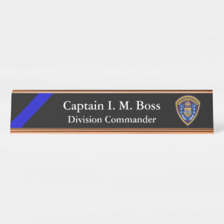 Thin Blue Line - Agency Patch Desk Name Plate Schreibtischnamensplakette