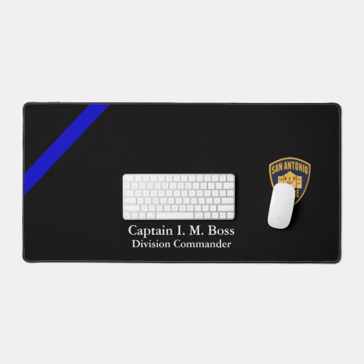 Thin Blue Line - Agency Patch Desk Name Plate Schreibtischunterlage (Tastatur & Maus)