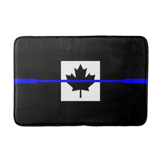 Thin Blue Line Akzent auf kanadischer Flagge Badematte (Vorderseite)