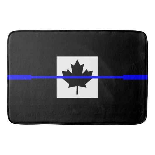 Thin Blue Line Akzent auf kanadischer Flagge Badematte (Vorderseite)
