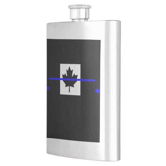 Thin Blue Line Akzent auf kanadischer Flagge Flachmann (Links)