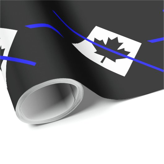 Thin Blue Line Akzent auf kanadischer Flagge Geschenkpapier (Rolleneckpunkt)