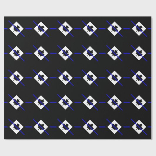 Thin Blue Line Akzent auf kanadischer Flagge Geschenkpapier (Flach)