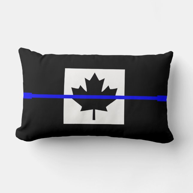 Thin Blue Line Akzent auf kanadischer Flagge Lendenkissen (Vorderseite)