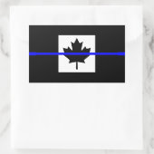 Thin Blue Line Akzent auf kanadischer Flagge Rechteckiger Aufkleber (Tasche)